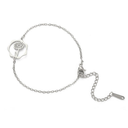 Buddha Stones Titanium Steel Birth Flower New Beginning Bracelet