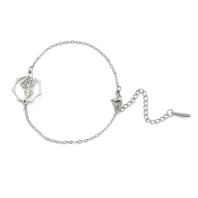 Buddha Stones Titanium Steel Birth Flower New Beginning Bracelet