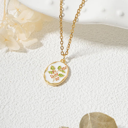 Buddha Stones Titanium Steel Birth Flower Strengthen Pendant Necklace