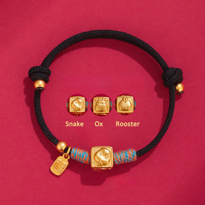 Buddha Stones Handmade Red String Chinese Zodiac Luck Fu Charm Bracelet