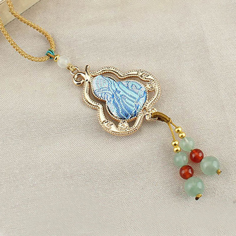 Buddha Stones Song Brocade Gourd Health Necklace