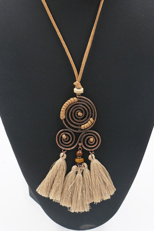 Style Tassel Flower Pendant Style Retro Necklace
