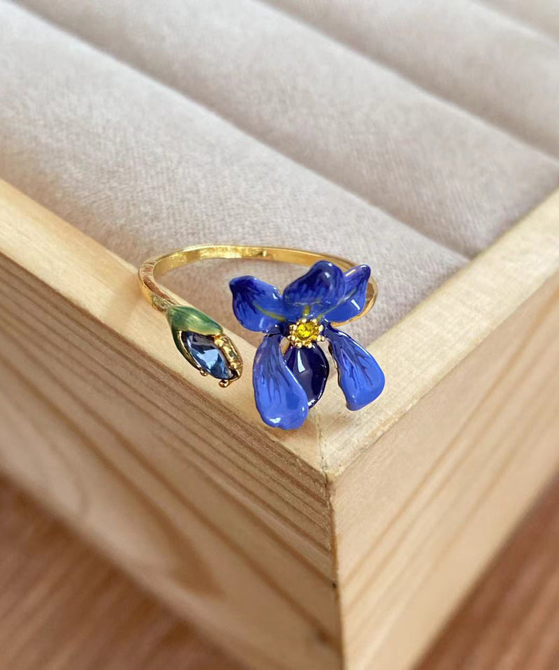 Original Blue Sterling Silver Overgild Gem Stone Rings