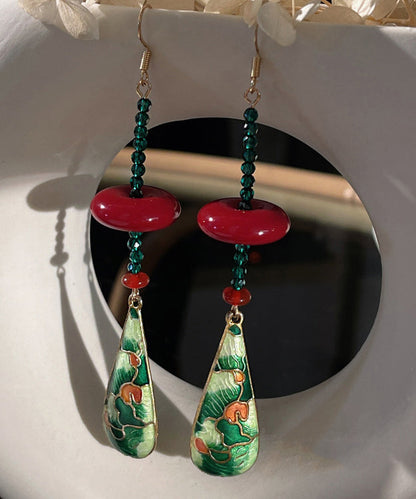 Original Design Crystal Enamel Water Drop Earrings
