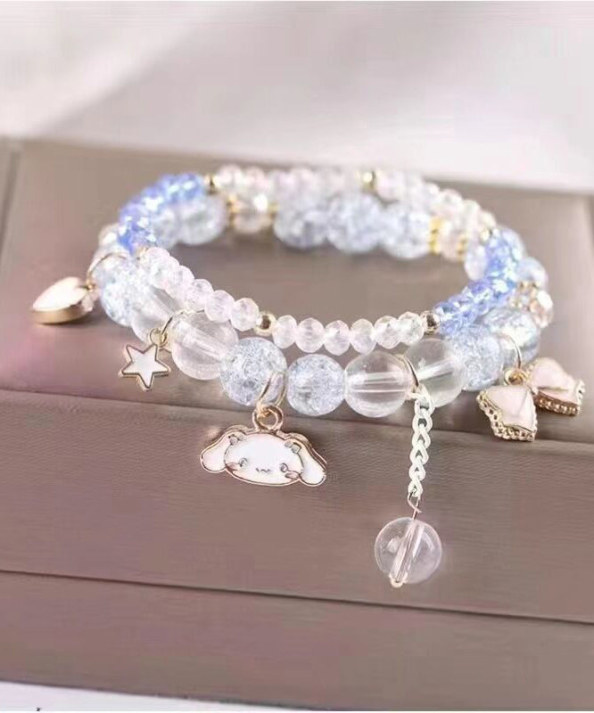 Blue Crystal Little Dog Tassel Charm Bracelet