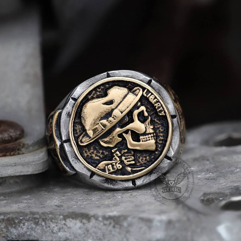 1936 Hobo Nickels Liberty Stainless Steel Skull Ring