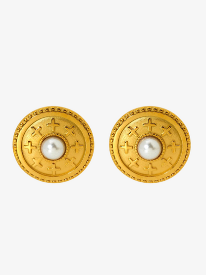 Gracelynne Pearl Button Earrings