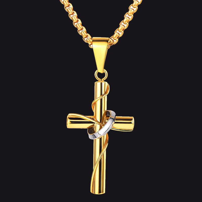 Christian Halo Ring Cross Necklace Pendant for