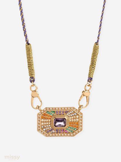 Dafne Geometric Enamel Pendant Necklace