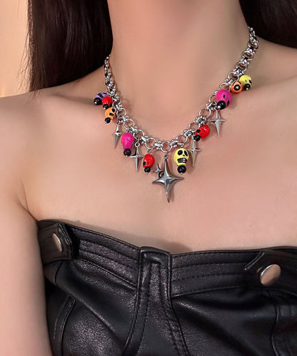 Rainbow Alloy Acrylic Colored Skeleton Lariat Necklace