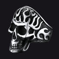 Gothic Fire Flaming Skull Stainless Steel Ring for