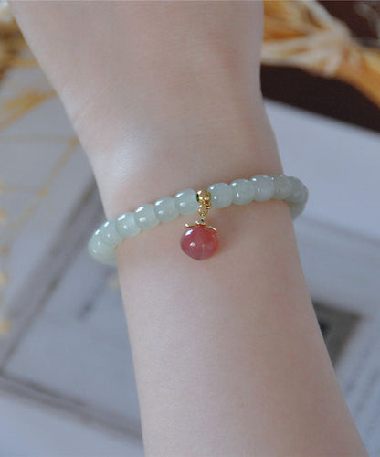 Little Green Stainless Steel Jade Agate Charm Bracelet