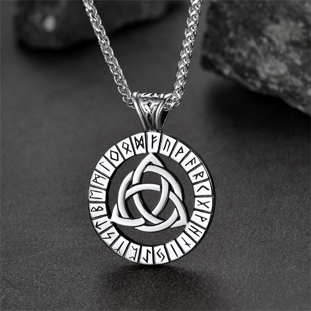 Celtic Knot Necklace With Viking Runes for
