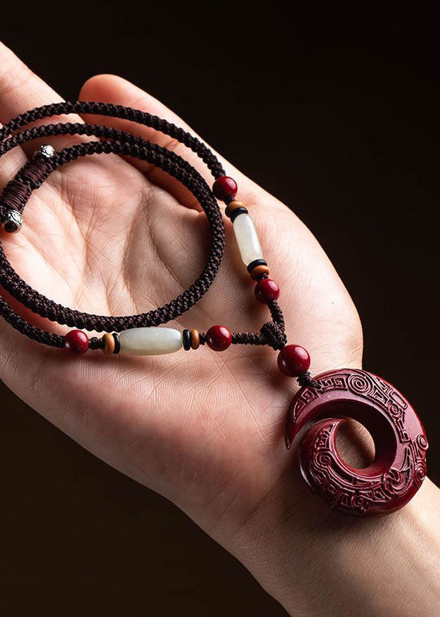 Red Jade Cinnabar Pendant Necklace