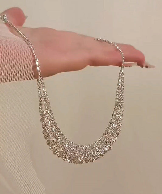 Silk Alloy Zircon Pendant Necklace