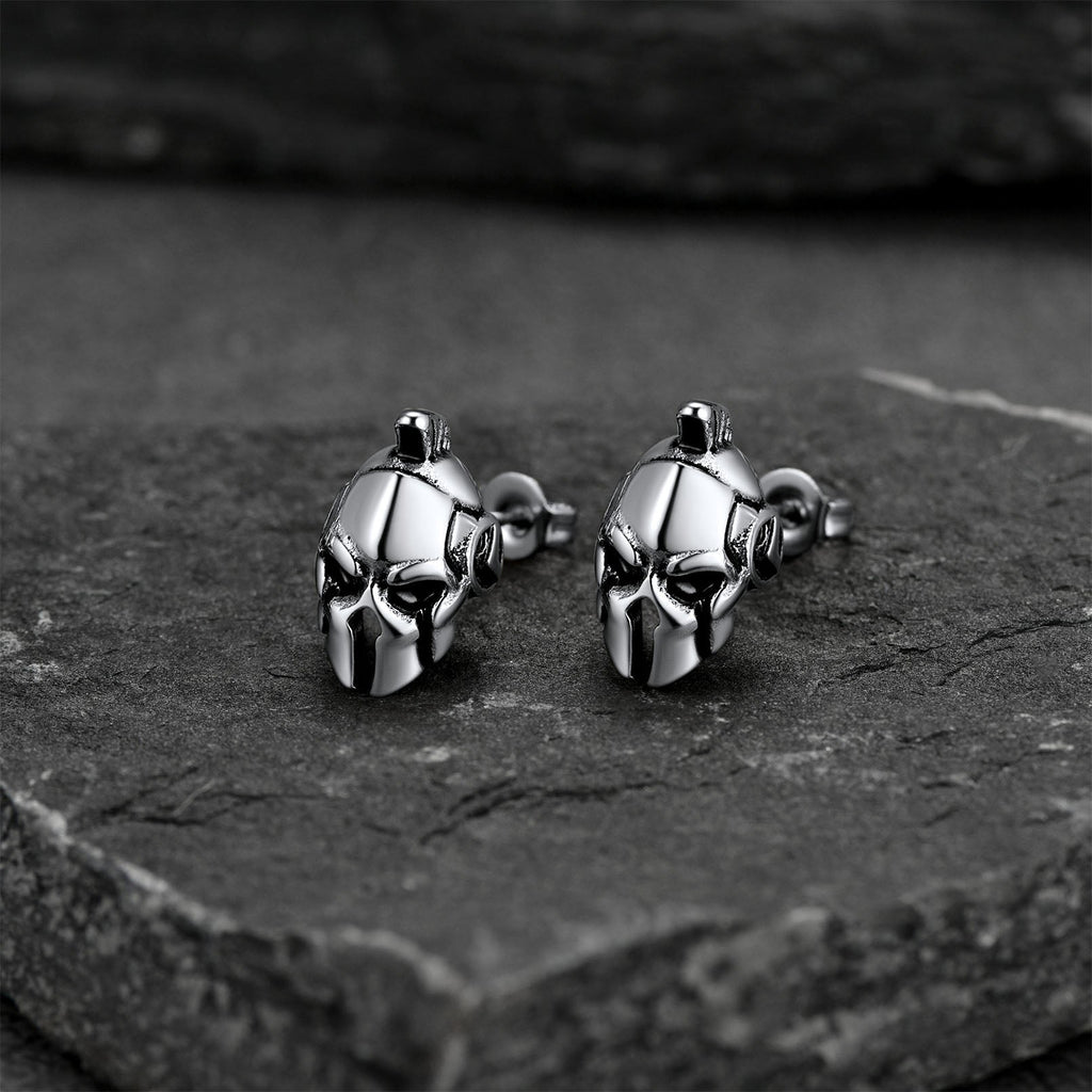 Ancient Greek Spartan Helmet Stud Earrings for