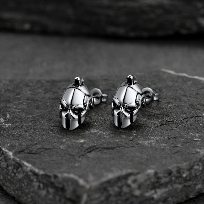 Ancient Greek Spartan Helmet Stud Earrings for