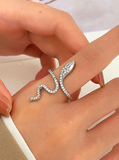 Rhinestone Snake Shape Color Rings Accessories