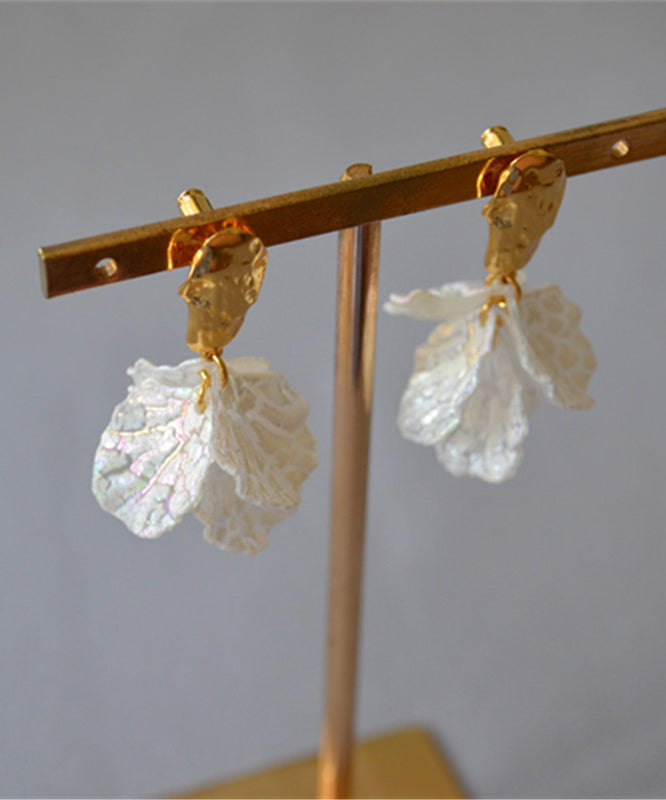 Simple White Acrylic Silver Stud Earrings