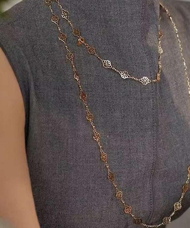 Gold Copper Overgild Hollow Out Sweater Lariat Necklace