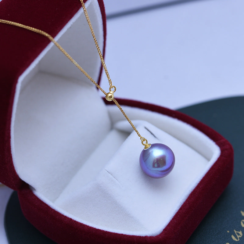 12-13mm Freshwater Edison Purple Pendant & S925 Silver Y-shaped Chain