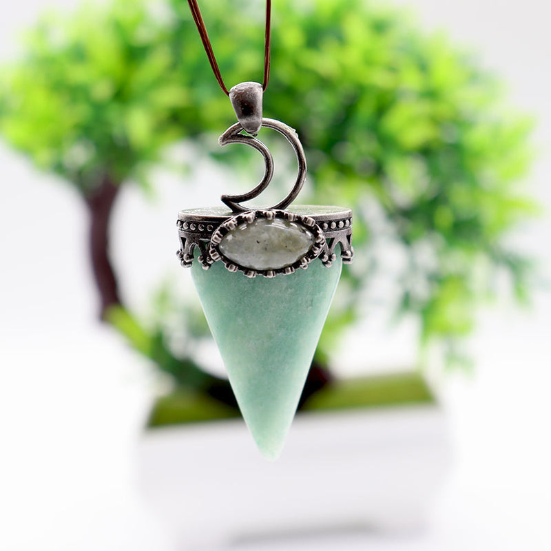2-inch Crystal and Gem Stone Moon Pendant