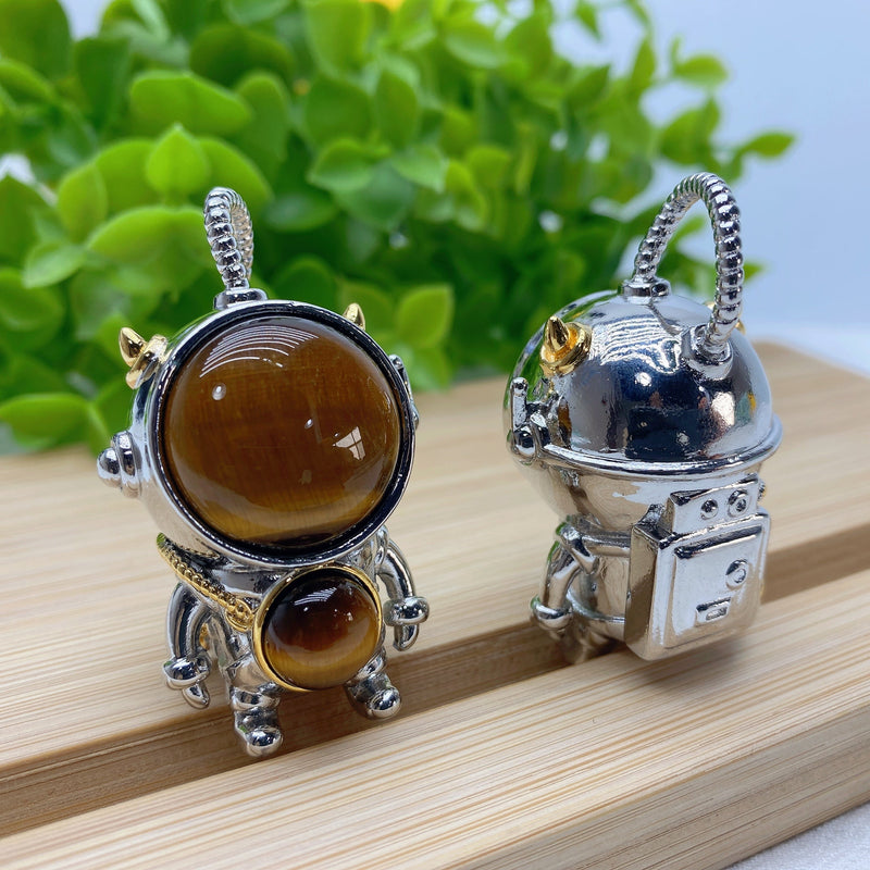 2-inch Labradorite Tiger Eye Astronaut Pendant for Healing