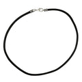 Extra Thick 4mm Wide Black Leather Cord Silver Plated Necklace
