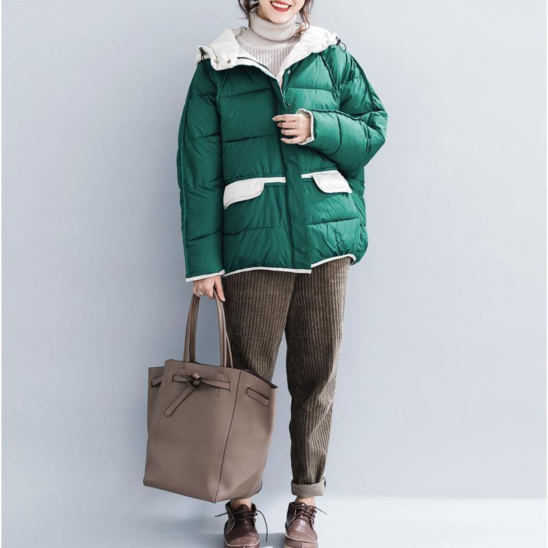 Quality Green Cotton Jacket Clothing Hooded Drawstring Thick Pockets Zippered Cotton Jackets