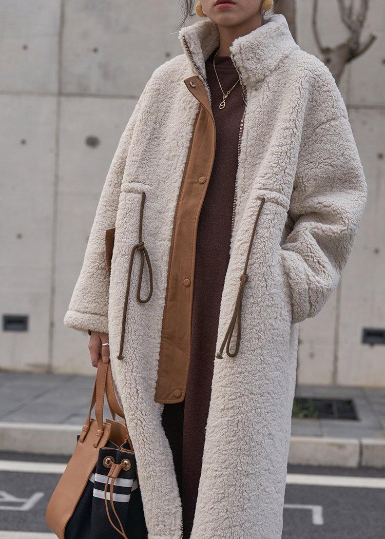 Nude Woolen Coats Winter Coat High Neck Drawstring Jackets(limited Stock)