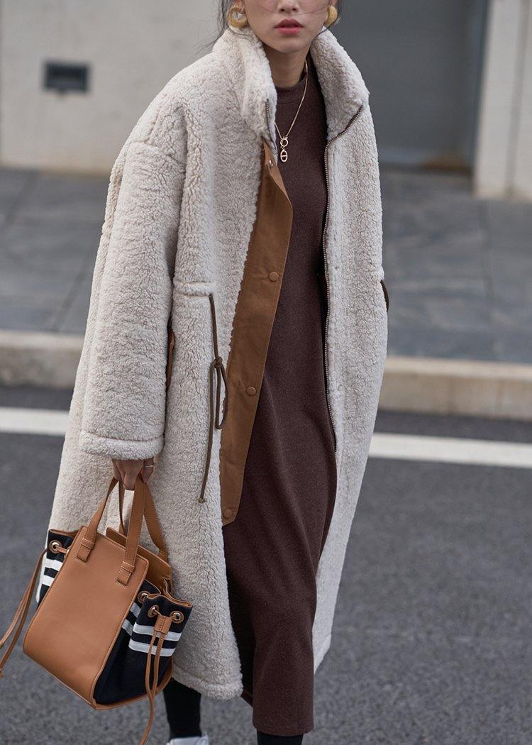 Nude Woolen Coats Winter Coat High Neck Drawstring Jackets(limited Stock)
