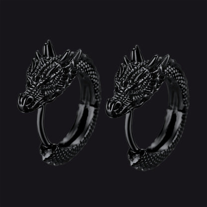 Punk Small Dragon Hoop Earrings for