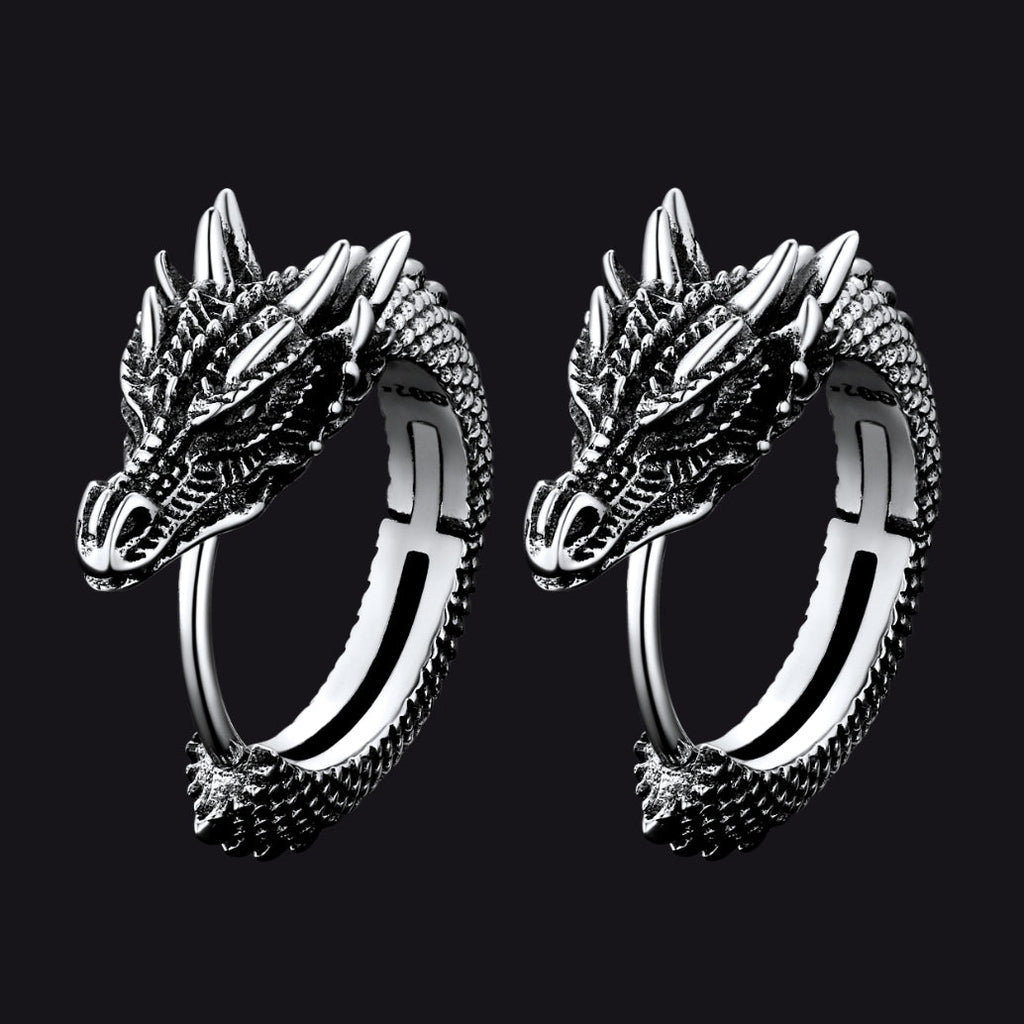 Punk Small Dragon Hoop Earrings for