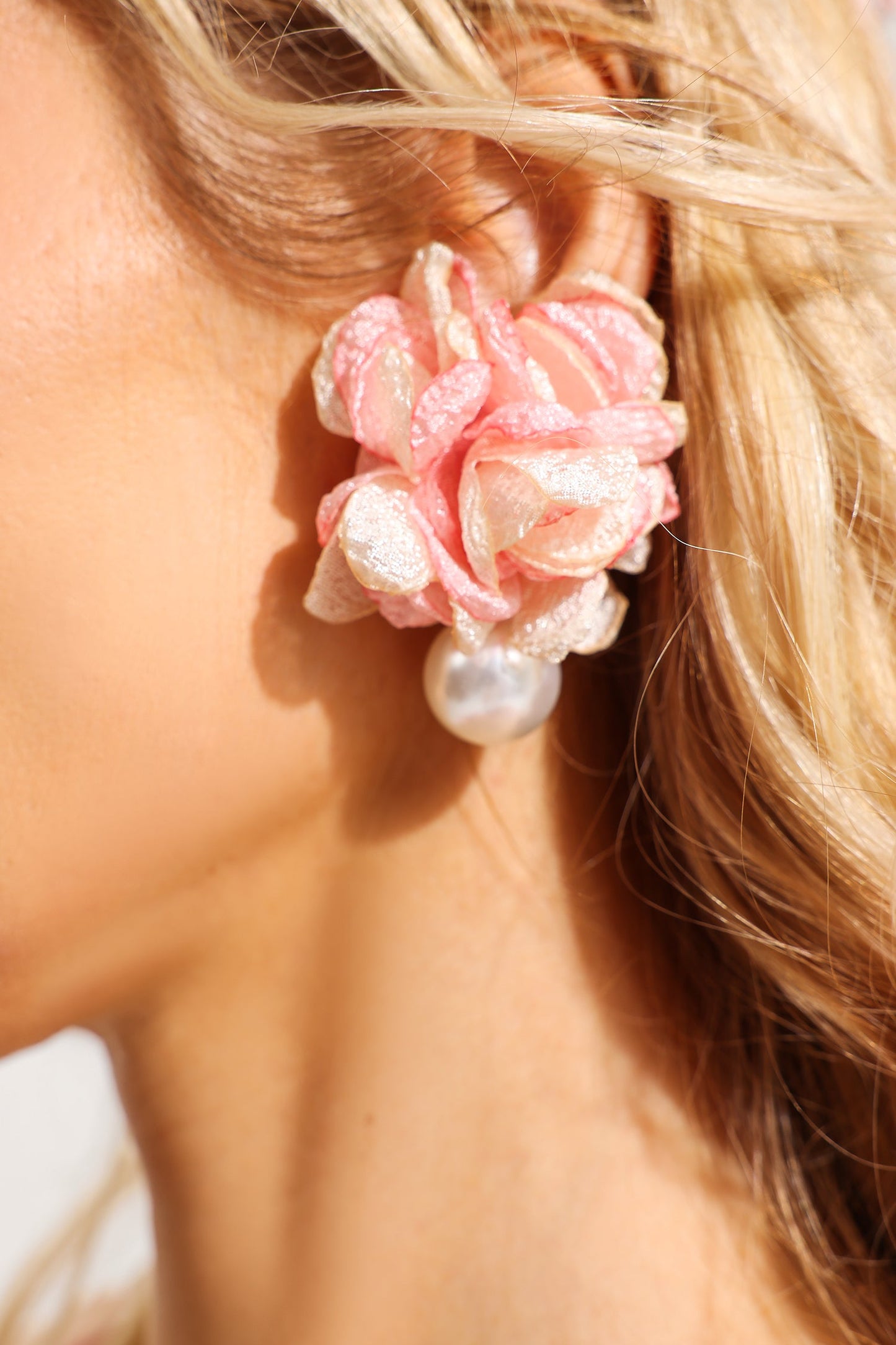 Fabric Faux Pearl Earrings