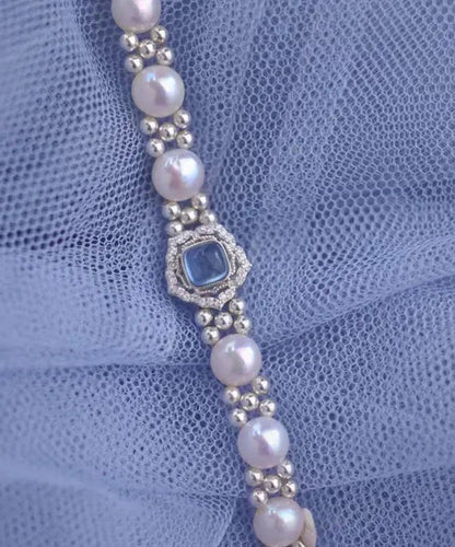 New Sterling Silver Pearl Crystal Bracelet Kx1033