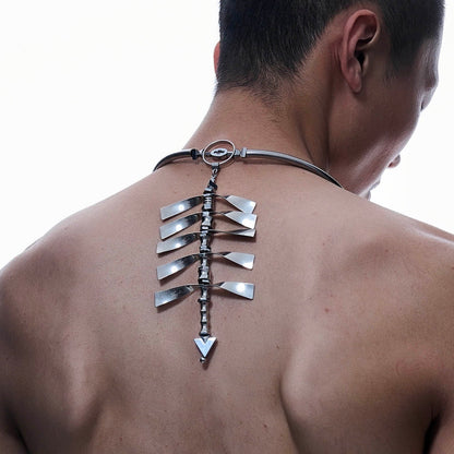 Chrome Spine Arrow Necklace