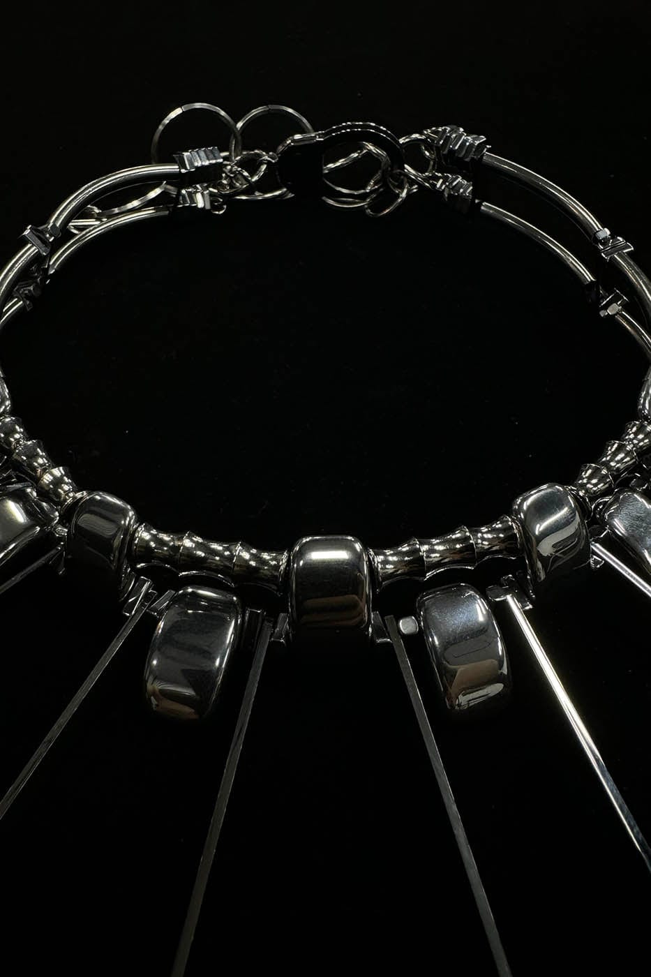 Double-strand Metallic Spike Choker Necklace
