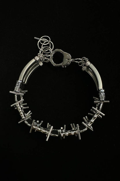 Chrome Spike Collar Necklace