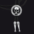 Gothic Skull Bolo Tie With Viking Rune for