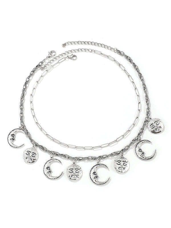 Chains Double Layered Geometric Color Necklaces Accessories