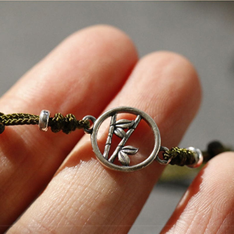 925 Sterling Silver Bamboo Red String Bracelet