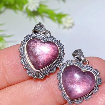 20mm Sterling Silver Purple Mica Heart Pendant