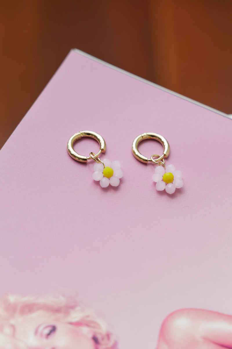 14k Gold Plated As a Daisy Earrings Light Pink