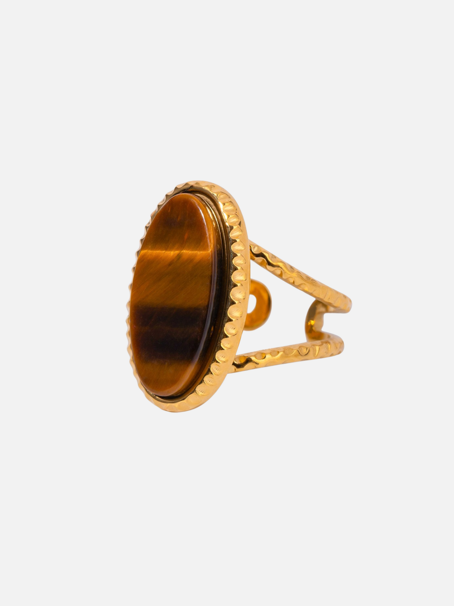 Oval Natural Stone Adjustable Rings