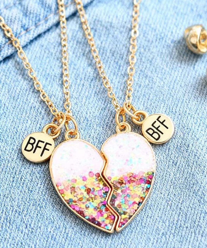 White Metal Alloy Love Best Friend Set Pendant Necklace