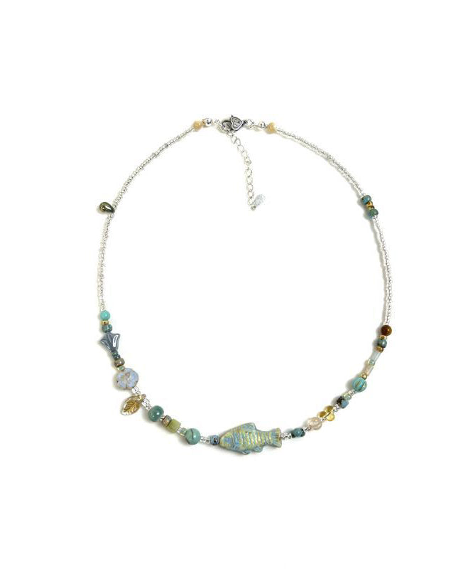 Diy Colorblock Beading Little Fish Gratuated Bead Necklace