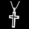 Christian Black Enamel Cross Pendant Necklace for