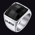 Custom Black Onyx Engraved Signet Ring for