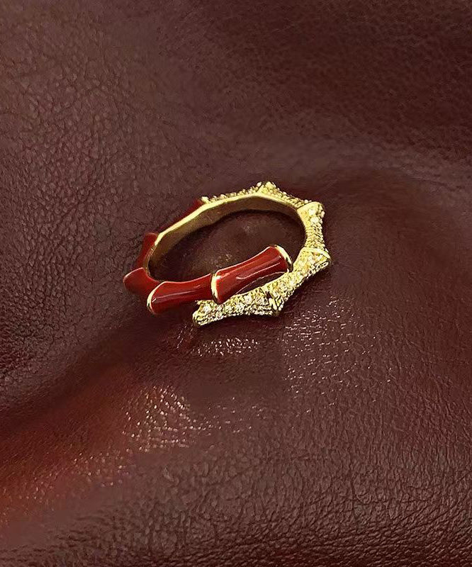 Light Exquisite Red Bamboo Zircon Rings