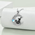 Black Cat Crescent Moonstone Necklace